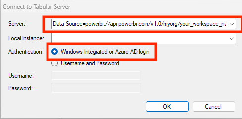 XMLA endpoint connection